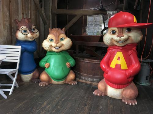 Alvin and the Chipmunks inside Sweet Jenny's Ice Cream and 1811 Comics at Williamsville, near Buffalo, NY