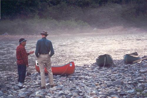 Dane and Frank beside the Bonaventure River in Quebec in June 2001