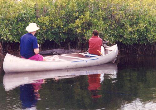 Fred and Michelle visit an alligator in the Everglades, Florida, in January 1996