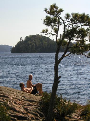 swimmers at Quetico Park in Ontario, Canada, in September 2003