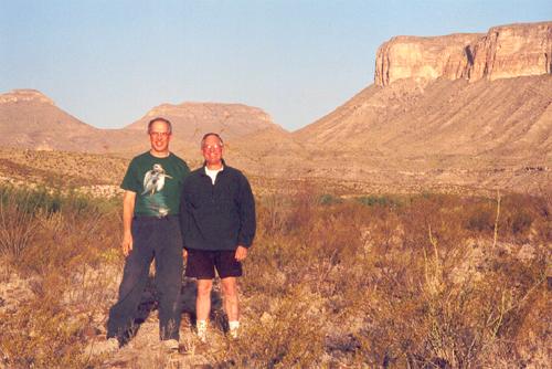 Fred and John beside the Rio Grande River in Texas in April 2000