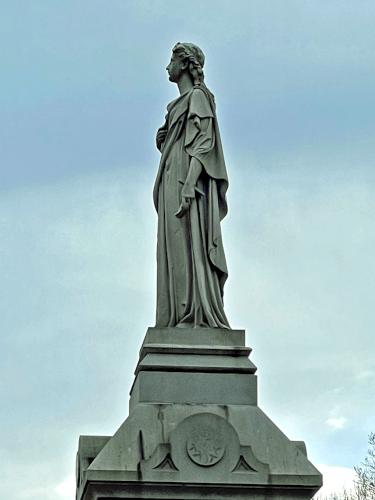 statue in January at Mt Albion Cemetery in Albion, New York