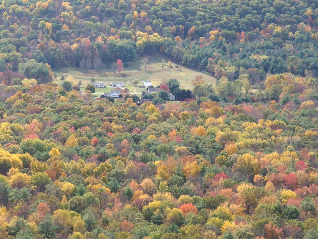 view south in October from the Twain Trail at Tanglewood Nature Center near Elmira, New York