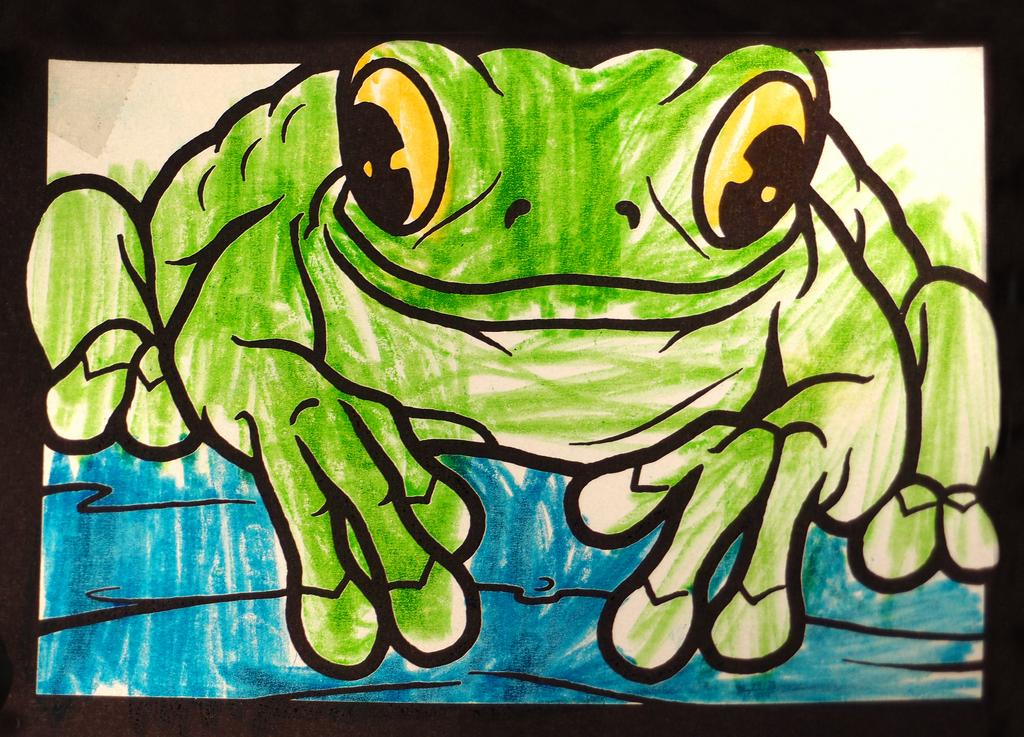 stained-glass frog drawing