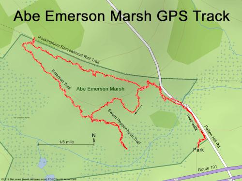 GPS track in October at Abe Emerson Marsh near Candia in southern NH