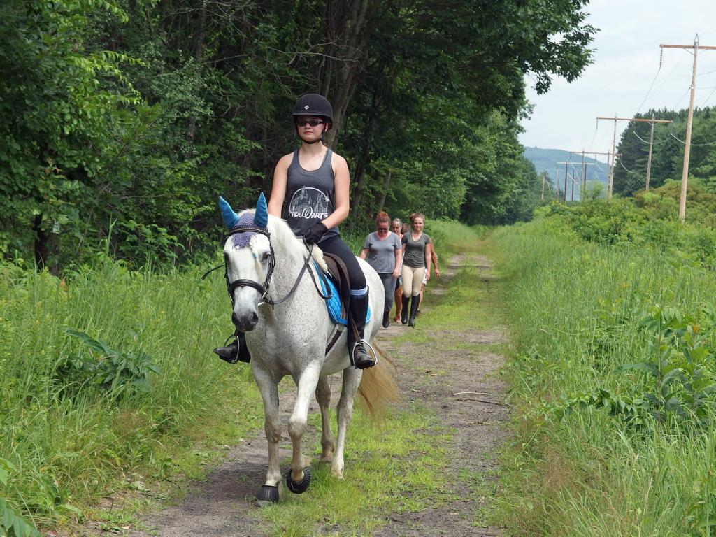 horseback rider on the Ashuelot River Rail Trail north near Keene in southwestern New Hampshire