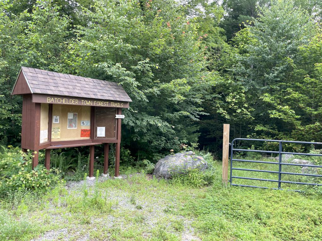 entrance in July to Bachelder Trails near Loudon in southern New Hampshire