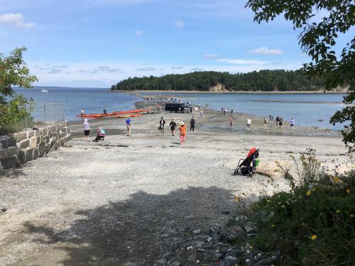 bar to Bar Island in September just before low tide at Bar Harbor near Acadia National Park in Maine