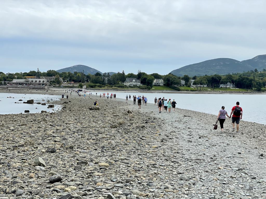 bar to Bar Island in September just after low tide near Acadia National Park in Maine