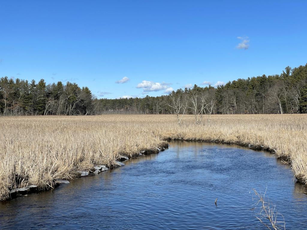 view in February from the bridge over Beaver Brook at Westford in northeast MA