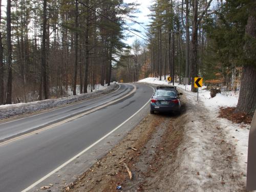 parking in March at Bell Ledges in southern New Hampshire