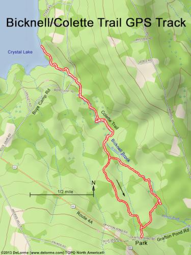 GPS track in January at Bicknell/Colette Trail in southern New Hampshire