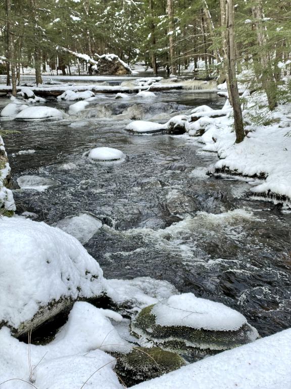 Bow Bog Brook in December at Bow Woods near Bow in southern New Hampshire