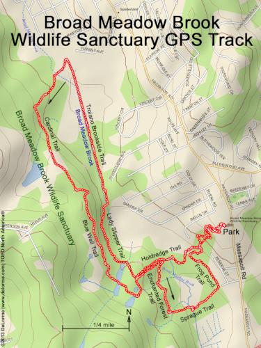 GPS track in May at Broad Meadow Brook Wildlife Sanctuary in eastern Massachusetts