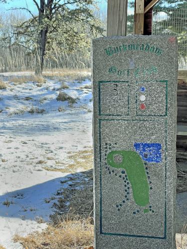 golf-course sign in January at Buck Meadow near Amherst in southern NH