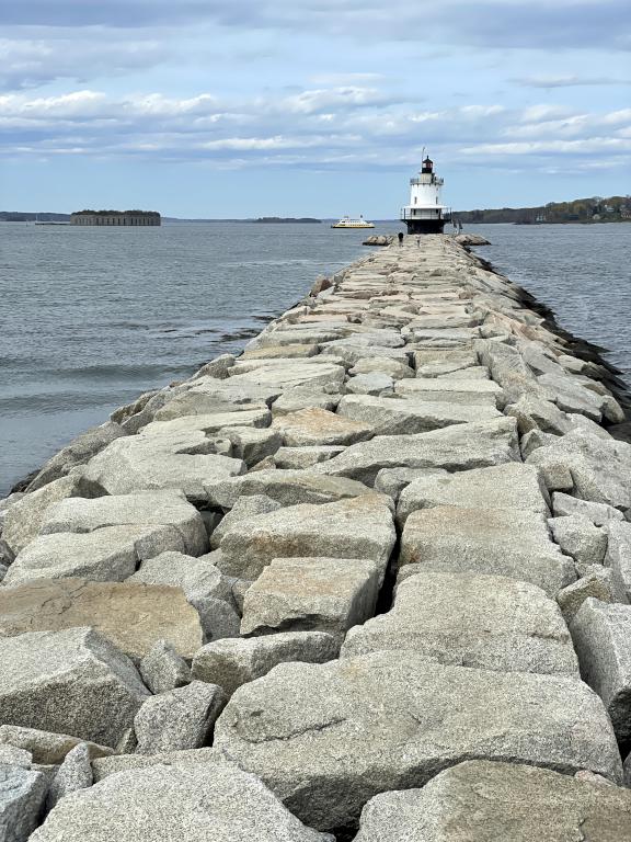 Spring Point Ledge Lighthouse in May, close to Bug Light near Portland in southern Maine