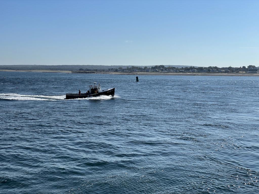 boat in October beside the Cape Cod Canal Bikeway in eastern Massachusetts