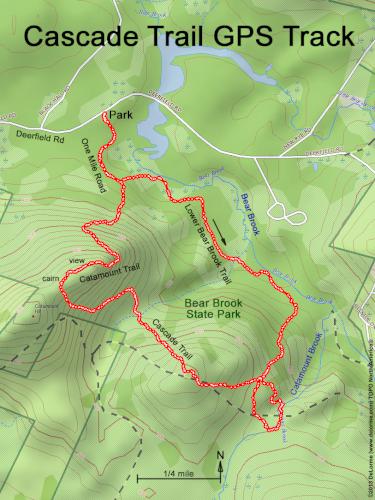 GPS track in April at Cascade Trail in southern NH
