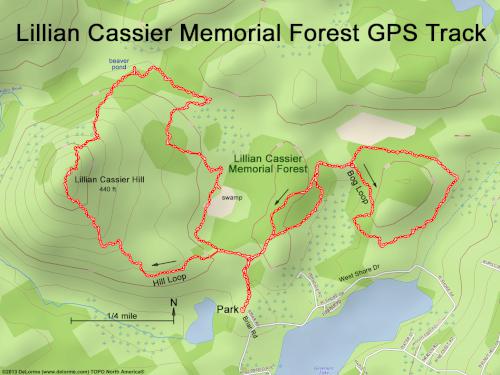 GPS track in October at Lillian Cassier Memorial Forest in southern NH