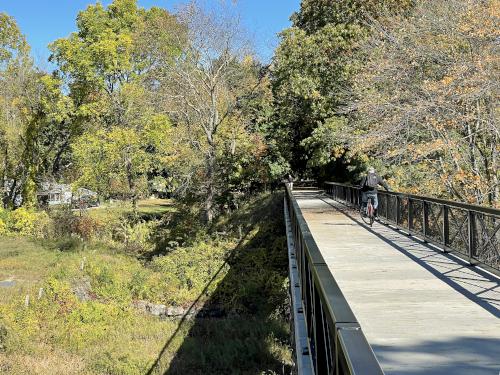 bridge in October on the Upper Charles Rail Trail near Milford in eastern Massachusetts