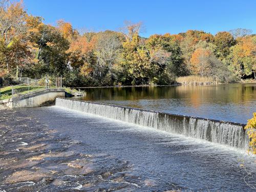 dam in October at Upper Charles Rail Trail near Milford in eastern Massachusetts