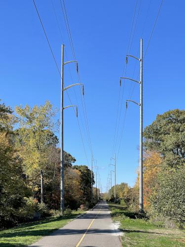 trail in October at Upper Charles Rail Trail near Milford in eastern Massachusetts