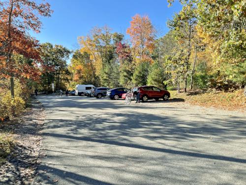 parking in October at Upper Charles Rail Trail near Milford in eastern Massachusetts