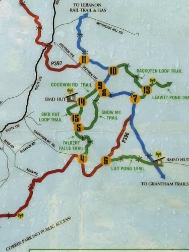 snowmobile map near Chase Pond Peak in southwest New Hampshire