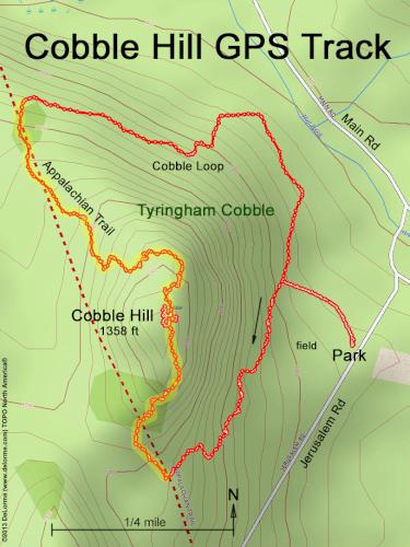 GPS track in June at Cobble Hill in southwest MA