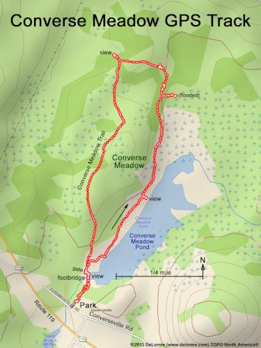 GPS track at Converse Meadow near Rindge in southern New Hampshire