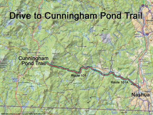 Cunningham Pond Trail drive route