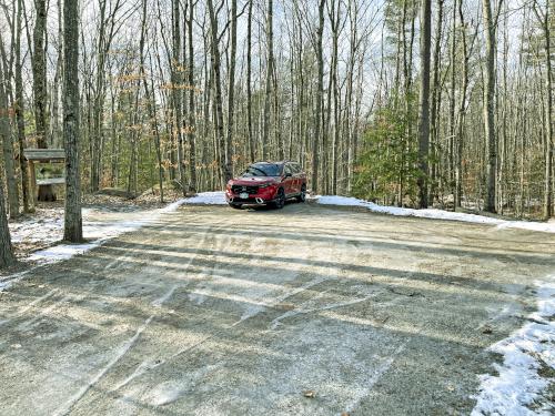 parking in December at Cunningham Pond Trail in southern NH