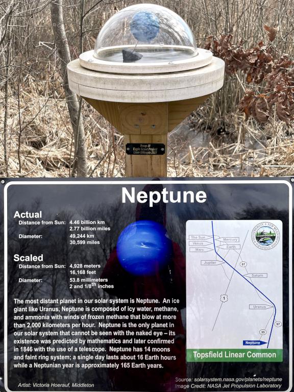 Neptune art project in February at Danvers Swamp Walk in northeast MA
