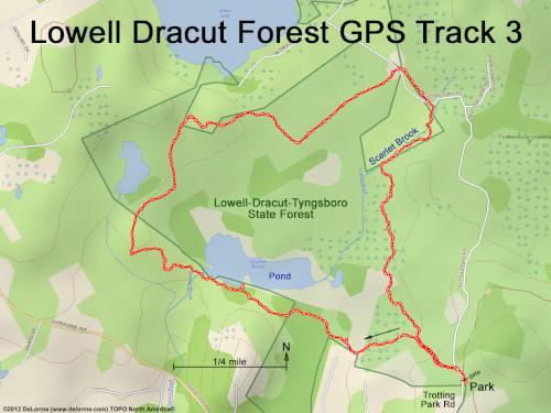 GPS track in February at Lowell-Dracut-Tyngsboro State Forest in eastern Massachusetts