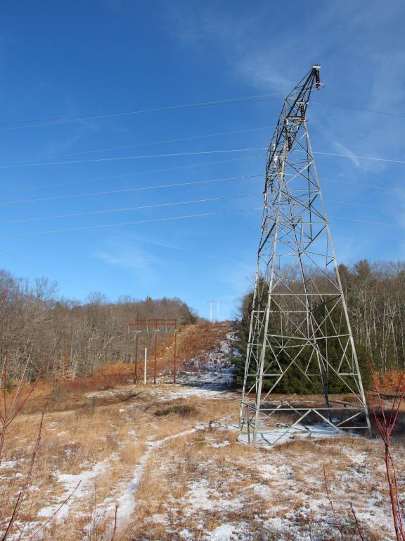 power lines at Drummer Hill Conservation Area at Keene in southwest New Hampshire