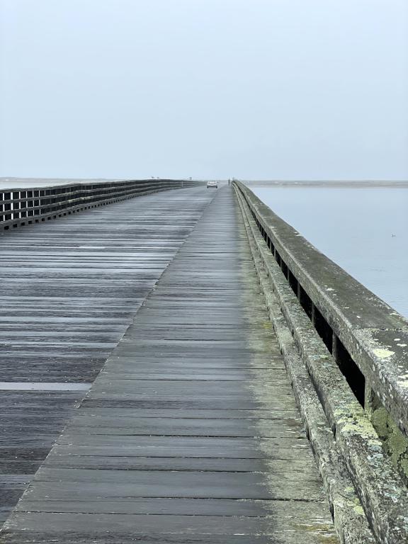 Powder Point Bridge in January at Duxbury Beach near Duxbury in eastern Massachusetts