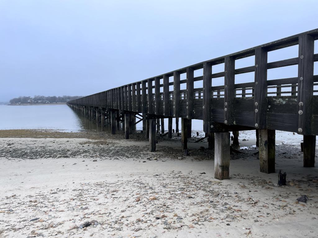 Powder Point Bridge in January at Duxbury Beach near Duxbury in eastern Massachusetts