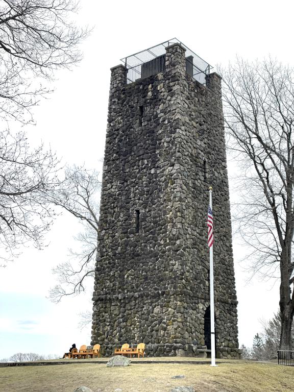 historic tower in March at D. W. Field Park in eastern Massachusetts