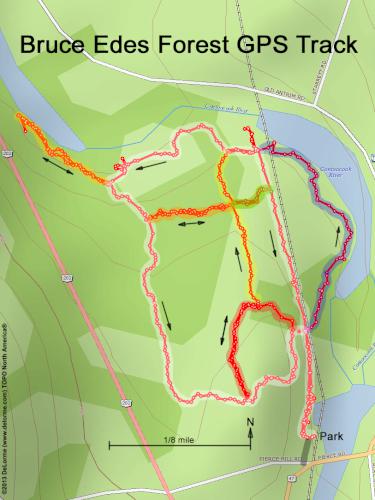 GPS track in June at Bruce Edes Forest in southern NH