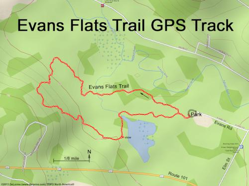 GPS track in January at Evans Flats Trail near Peterborough in southern NH