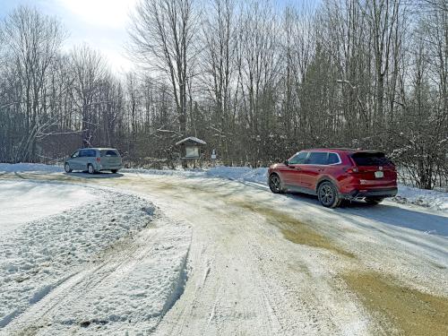 parking in January at Evans Flats Trail near Peterborough in southern NH