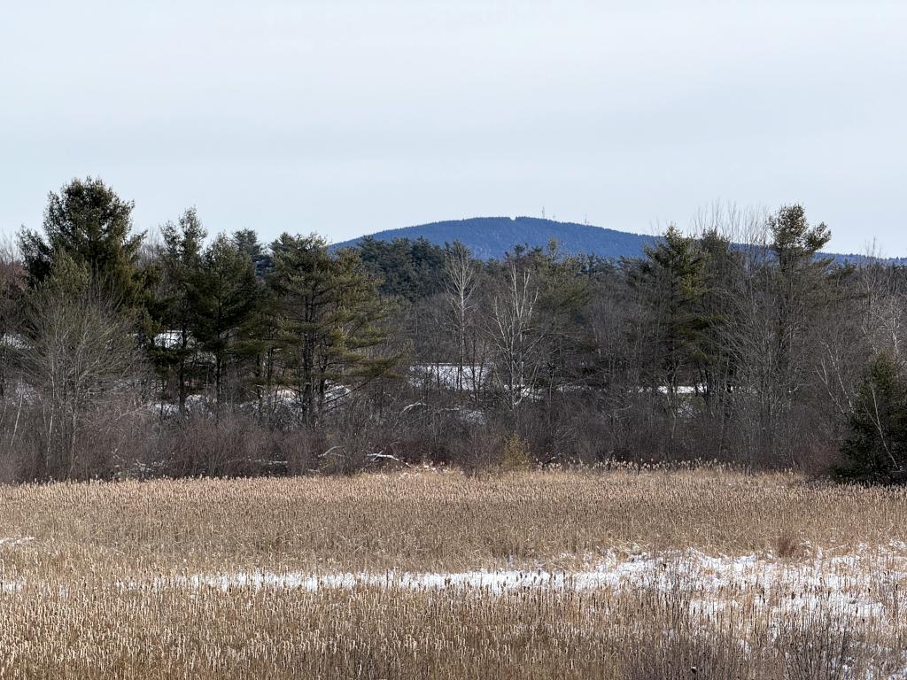 view of Pack Monandnock in January from Evans Flats Trail near Peterborough in southern NH