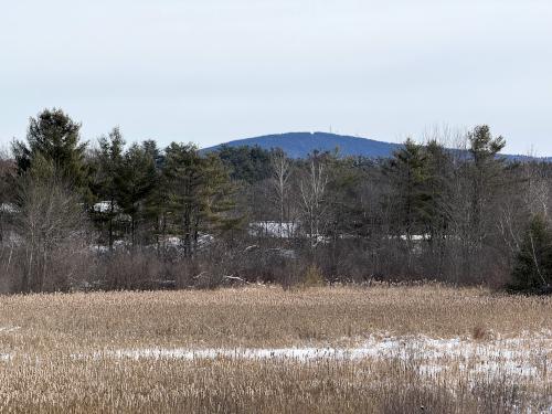 view of Pack Monandnock in January from Evans Flats Trail near Peterborough in southern NH