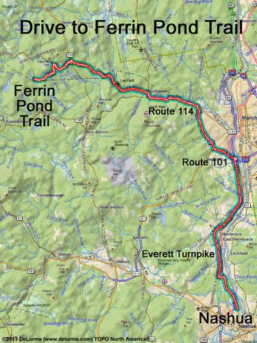 Ferrin Pond Trail drive route