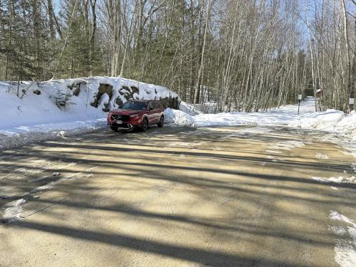 parking in February at Flint Hill Recreation Area in southern NH