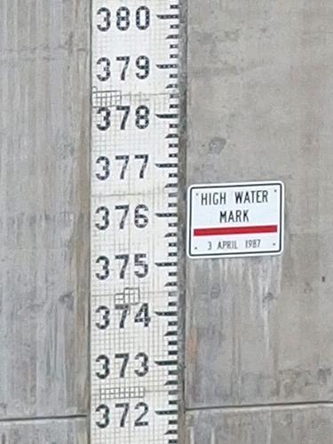 depth measure strip at Franklin Falls Dam in New Hampshire