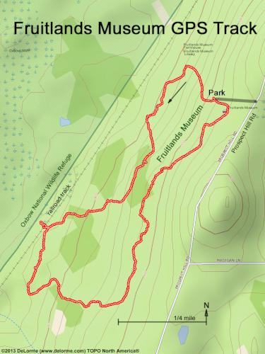 GPS track in November at Fruitlands Museum in northeast Massachusetts