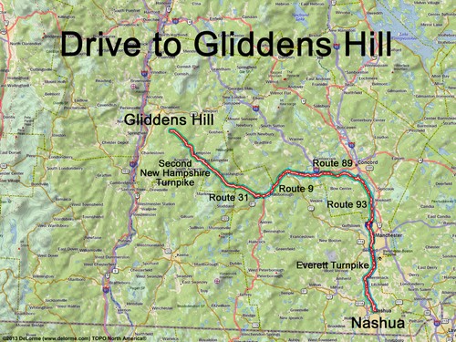 Gliddens Hill drive route