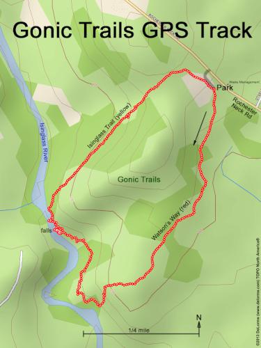 GPS track in February at Gonic Trails near Rochester in southeast New Hampshire