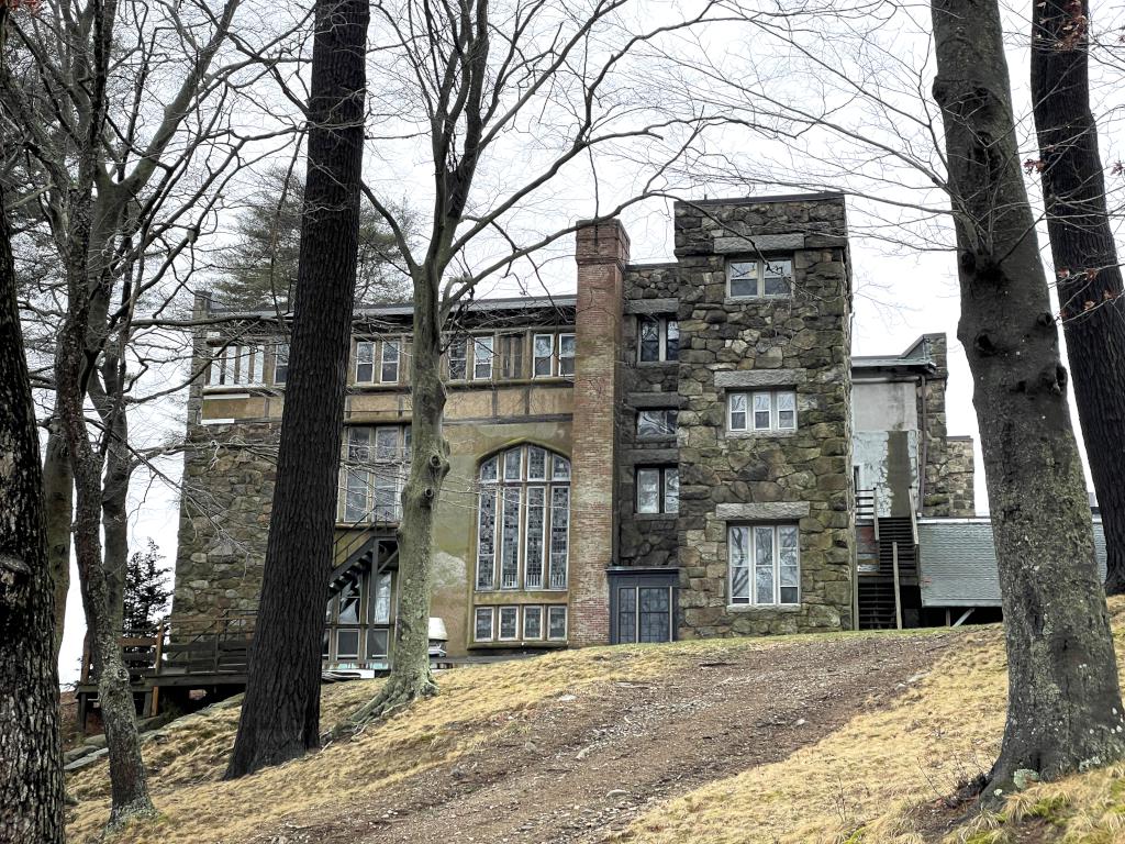 historic building in March at Gordon College Woods in northeast MA